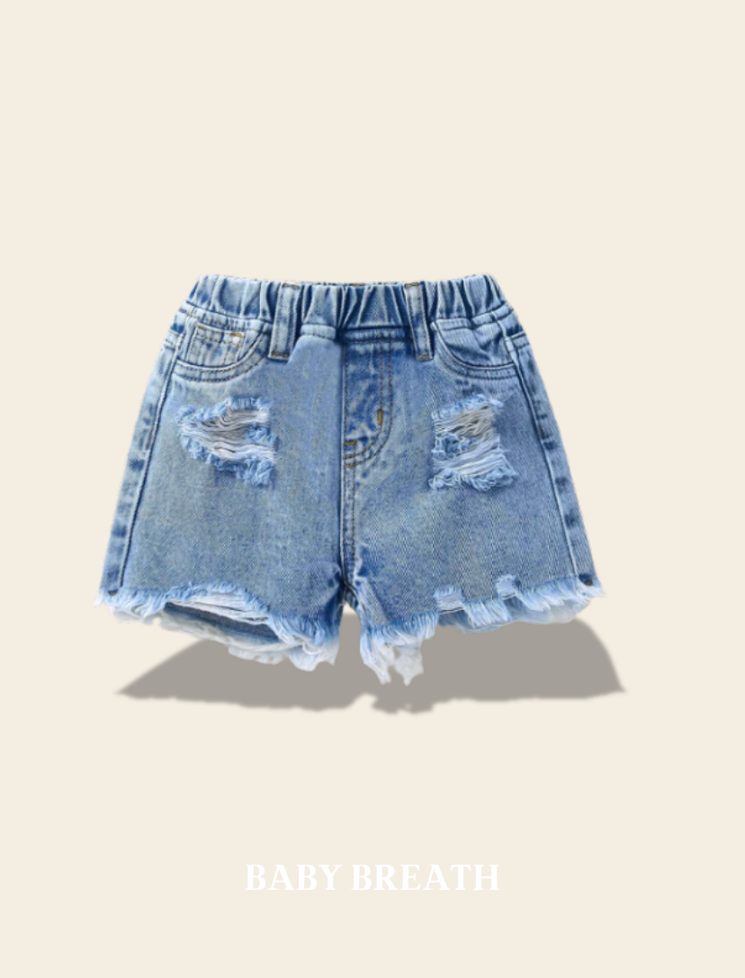 Baby Girls Casual Ripped Denim Short| 6M-3Y