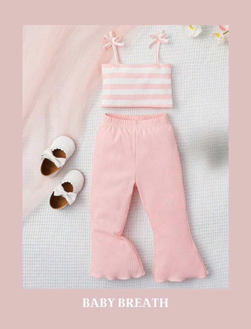 Baby Girl Striped Print Cami Top & Flare Leg Pants | 3M-3Y