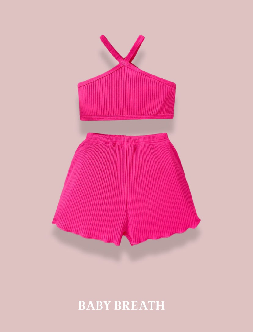 Baby Girls Hot Pink Beach Top & Short Set | 3M-3Y