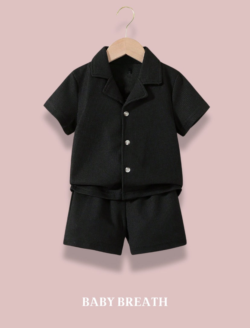 Young Boys Summer Black Top & Short Set | 4Y-7Y