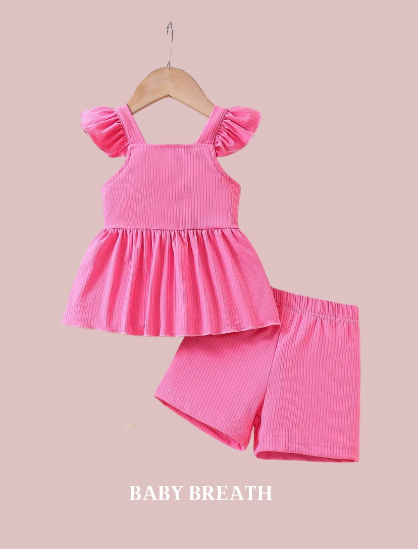 Baby Girls Summer Hot Pink Top & Shorts Set | 6M-3Y