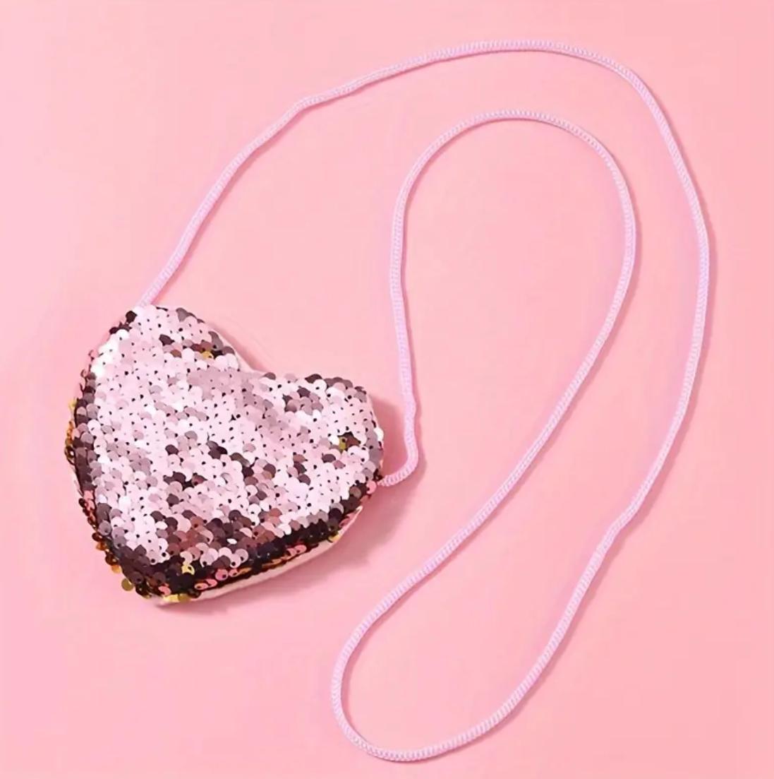 Heart Shaped Sequins Crossbody Bag