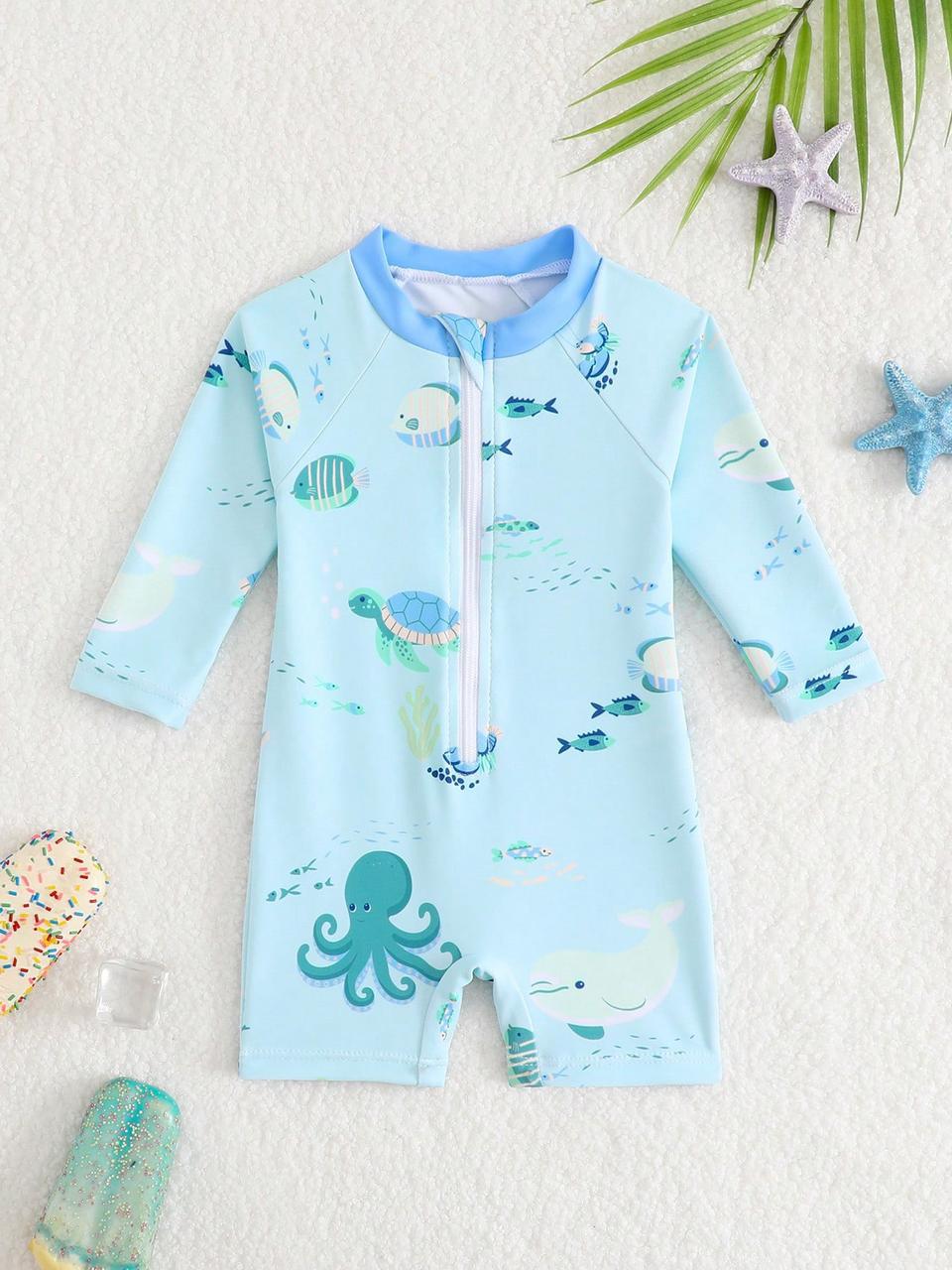 Blue Sea Theme One Piece Swimsuit