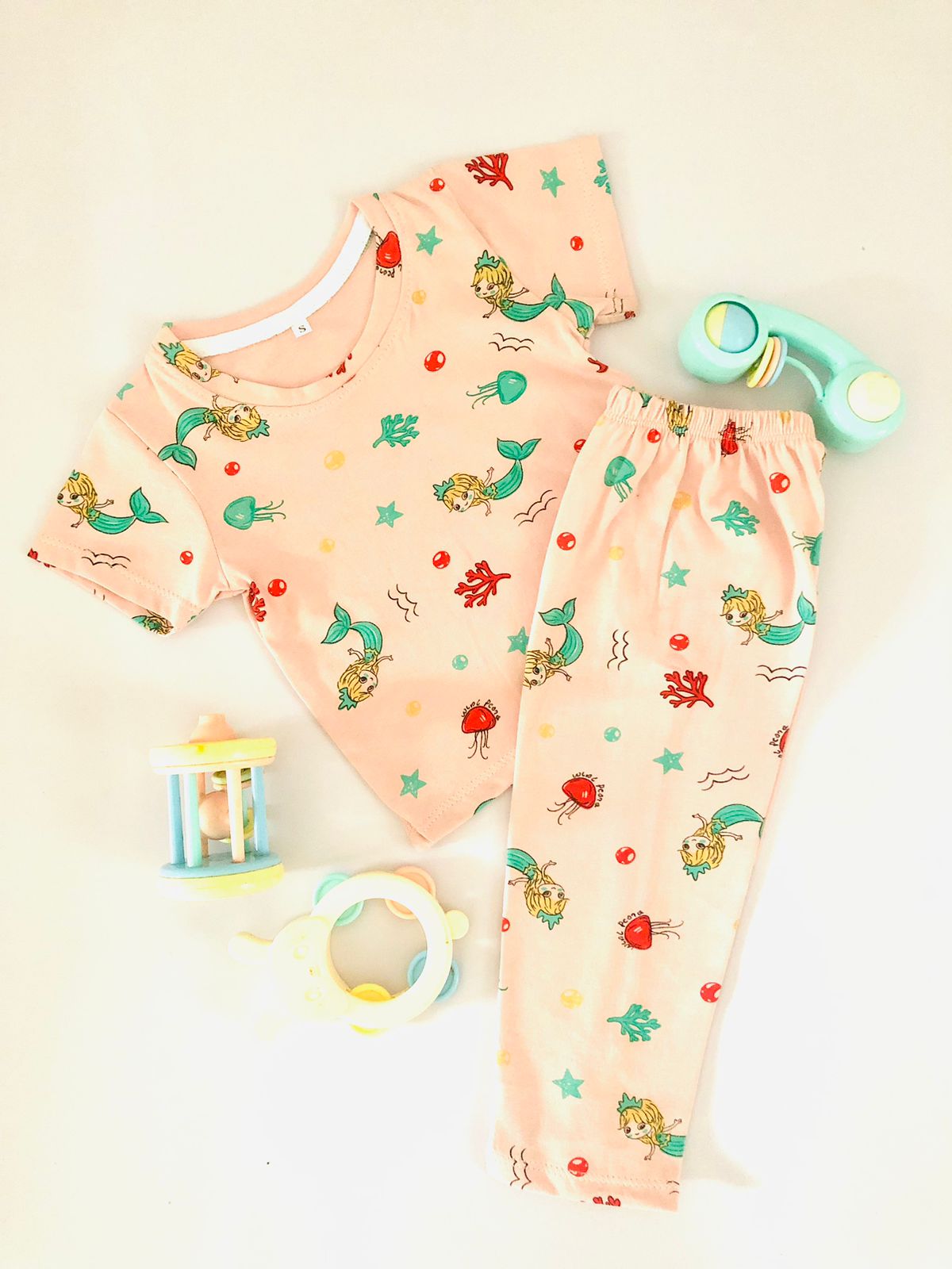 Mermaid Printed Pink Color Short Sleeve PJ