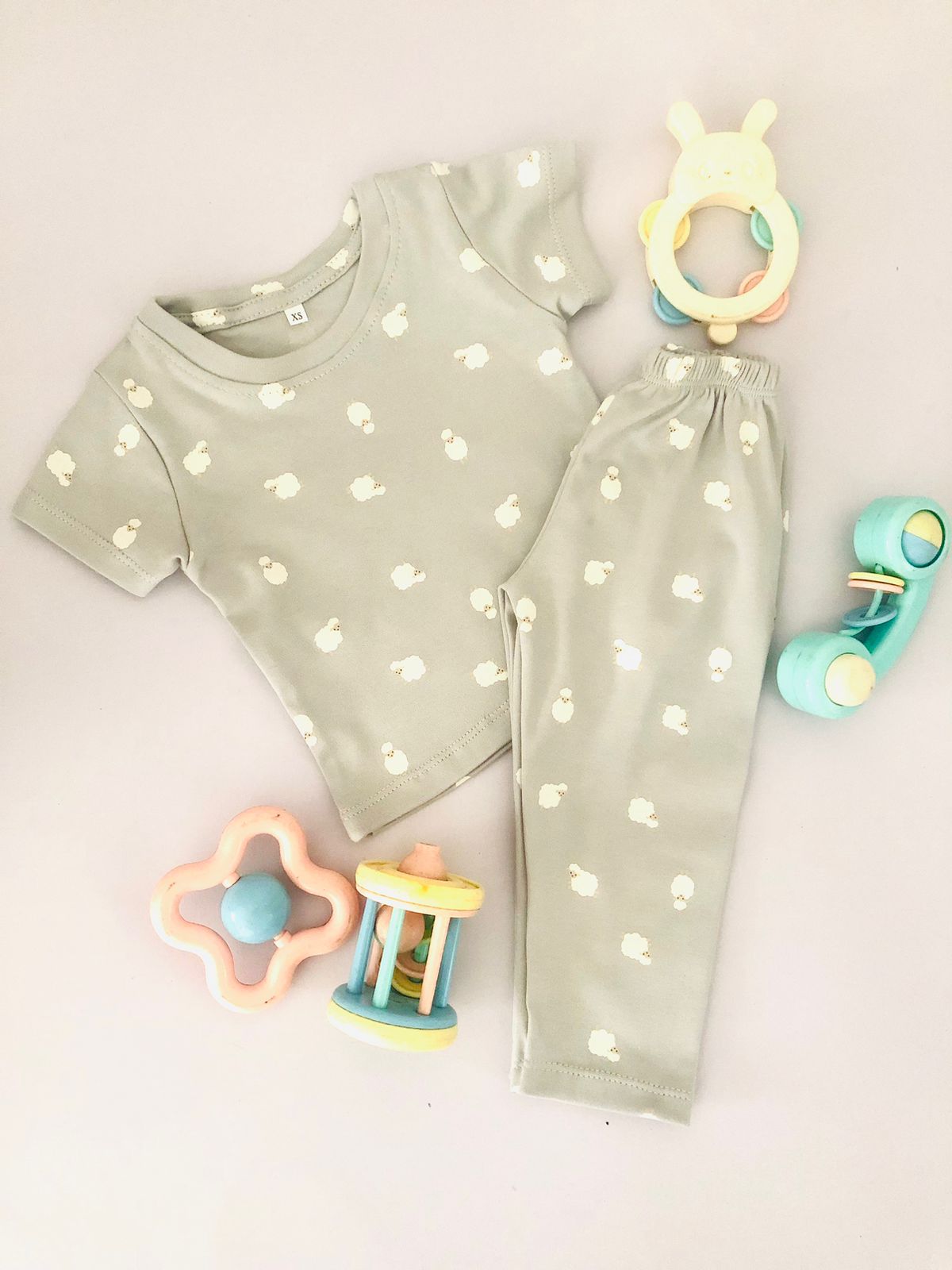 Sheep Printed Grey Color Short Sleeve PJ