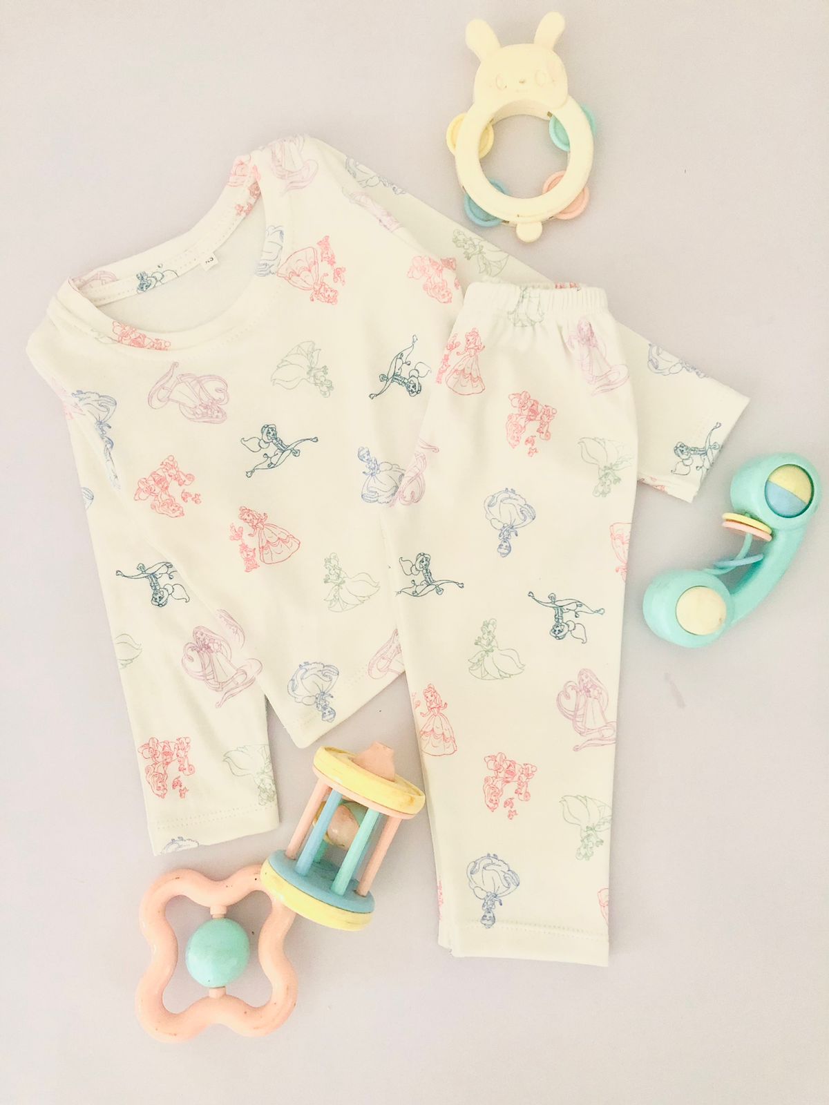 Princess Printed White Color Long Sleeve PJ