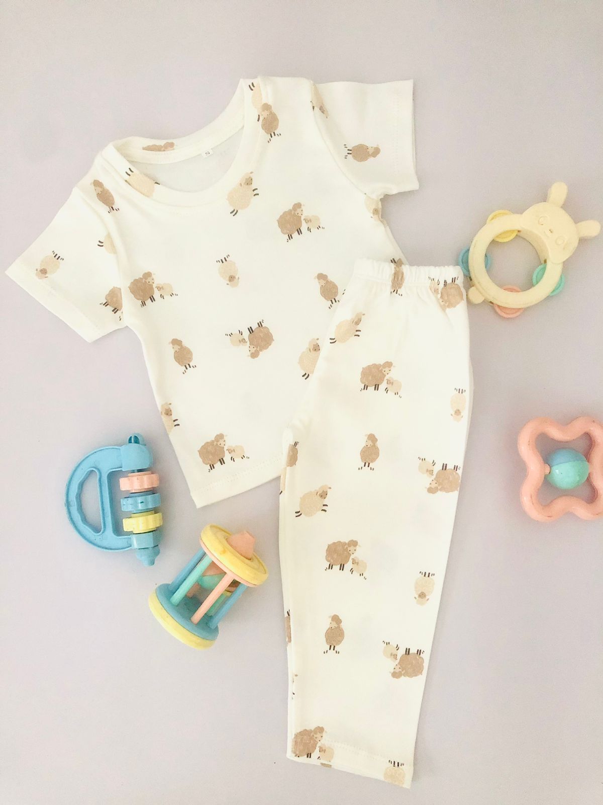 TCB Sheep Printed White Color Short Sleeve PJ