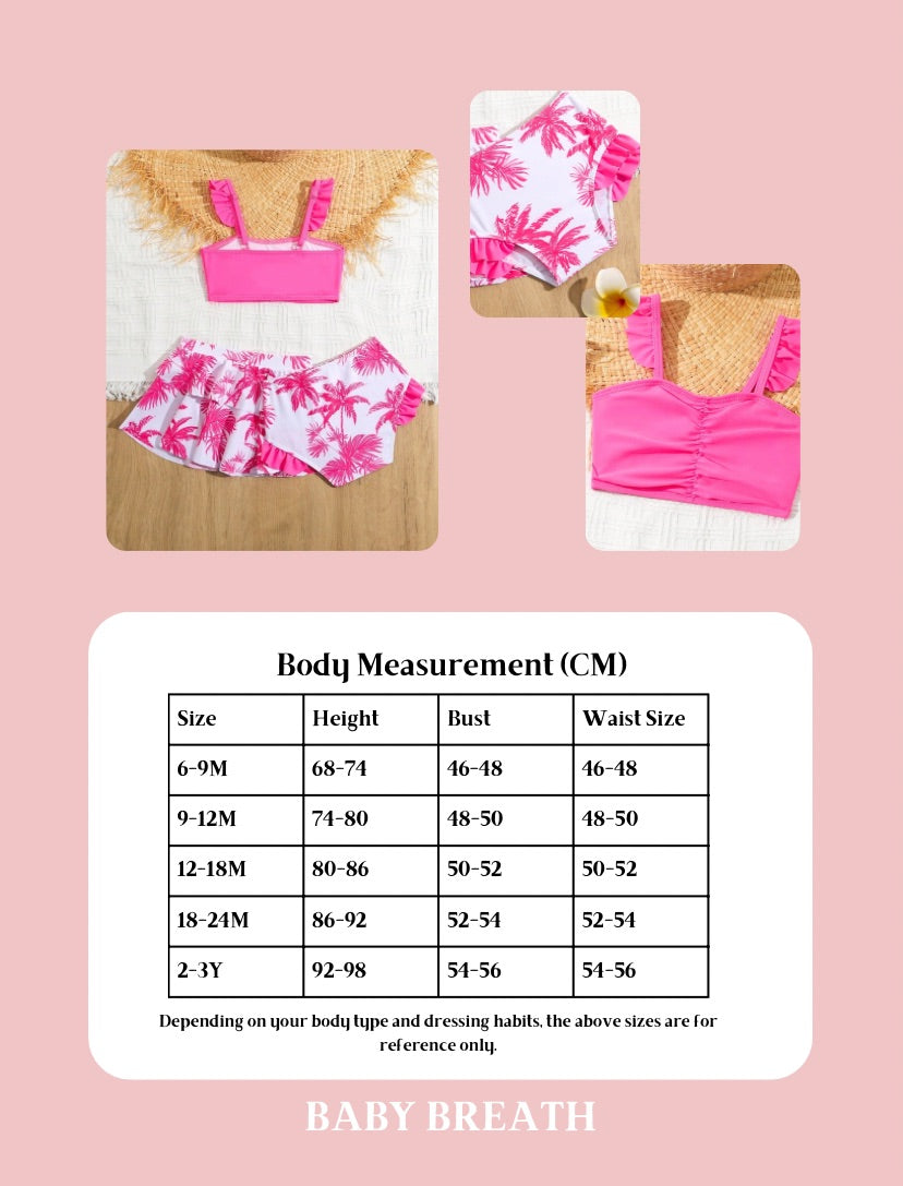 Pink Trees Bikini Set with Skirt |6M-3Y