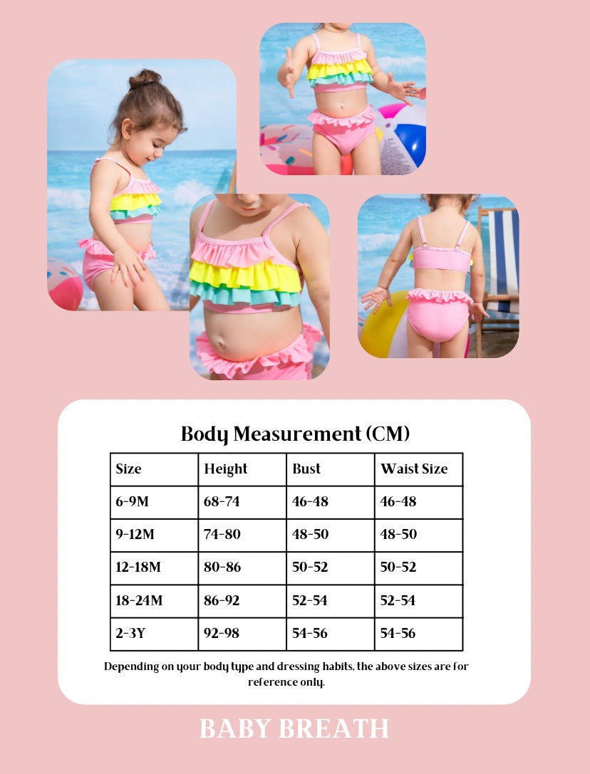 Baby Girls Summer Beach Frill Bikini Swimsuit | 6M-2Y