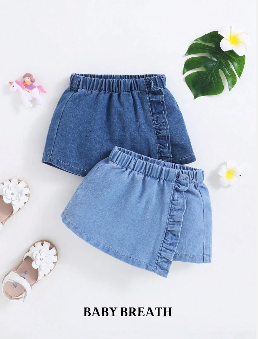 Baby Girls Denim frill skort | 6M- 3Y