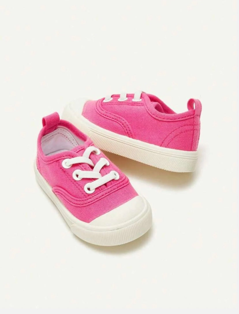 Lace Up Front Pink Non-Slip Canvas Shoes