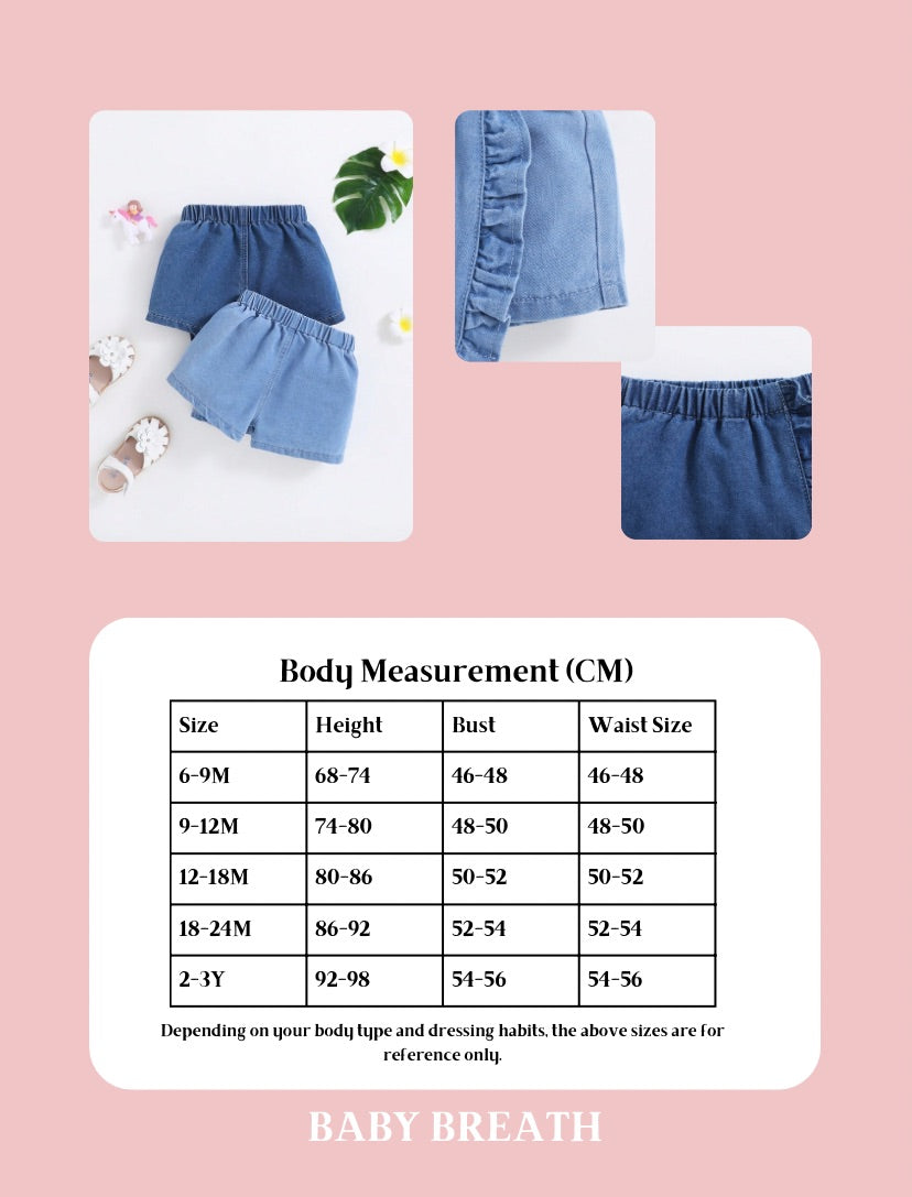 Baby Girls Denim frill skort | 6M- 3Y