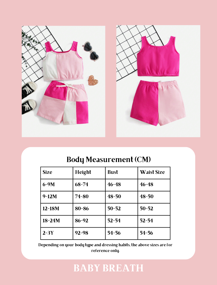 Baby Girls Colorblock Tank Top & Tie Front Shorts Set | 6M-3Y