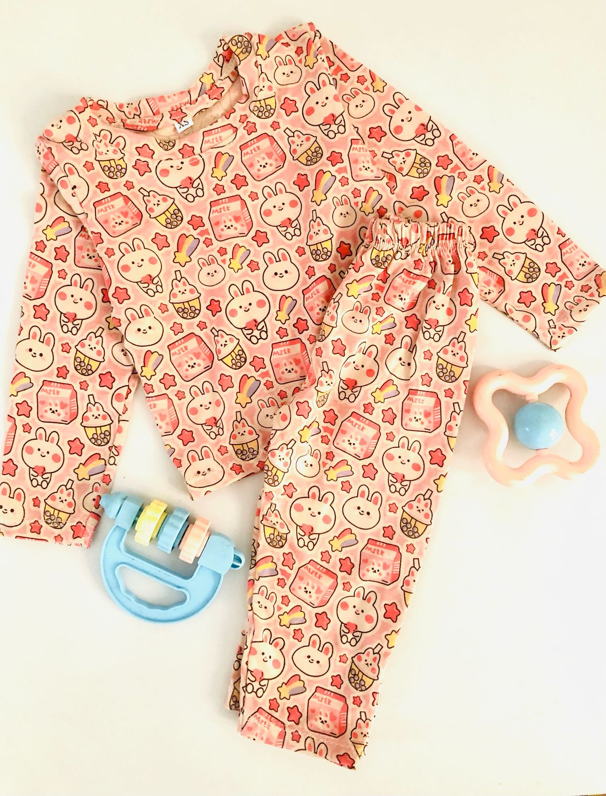 Rabbit Printed Pink Color Long Sleeve PJ