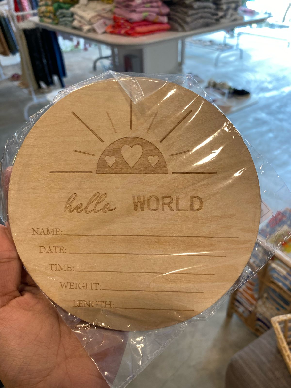 Wooden Hello World Birth Announcement DIY Sign Wood Baby Milestone Card Recording Cards Baby Photography Props Birth Cards