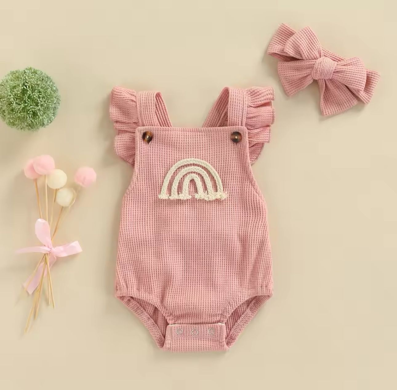 New Born Rainbow Embroidered Romper