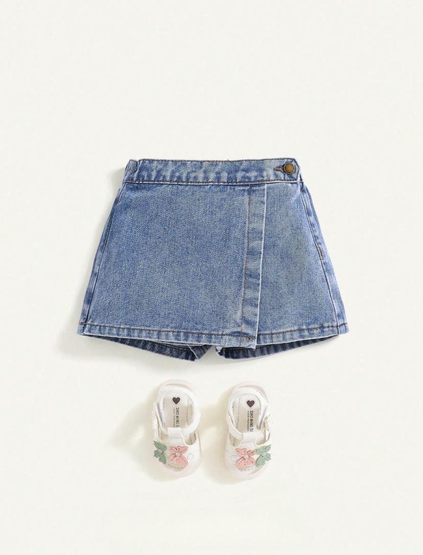 Summer Boho Causal High Waist Wrap Front Denim Skort