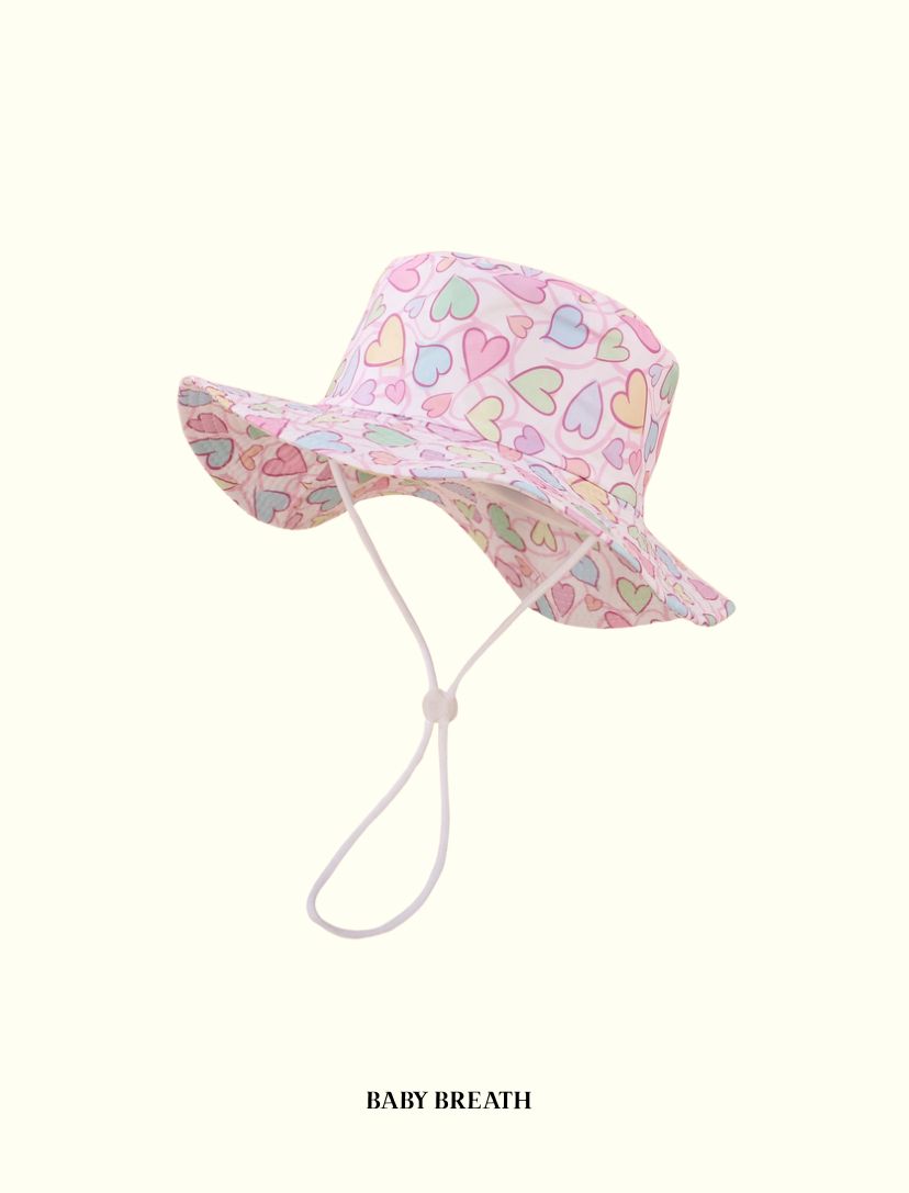 Colorful Heart Printed Bucket Hat | 2-6Y
