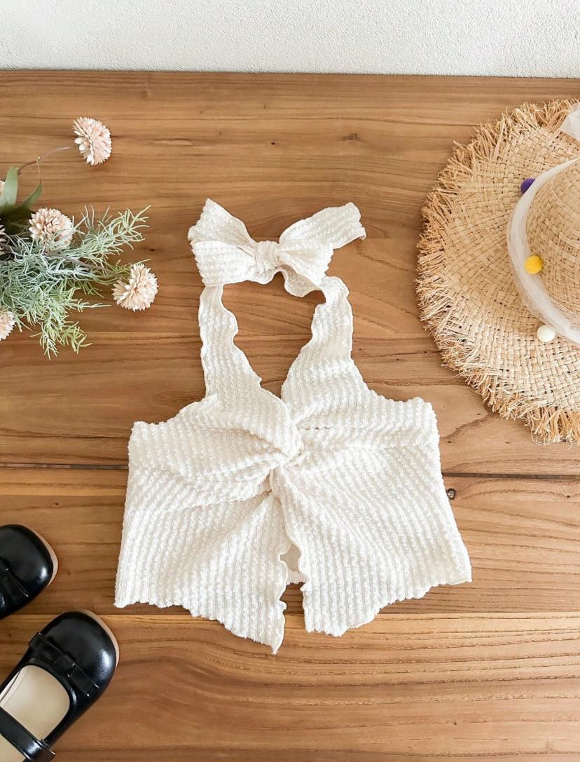 Young Girls White Color Knit Camisole Top | 4Y - 7Y