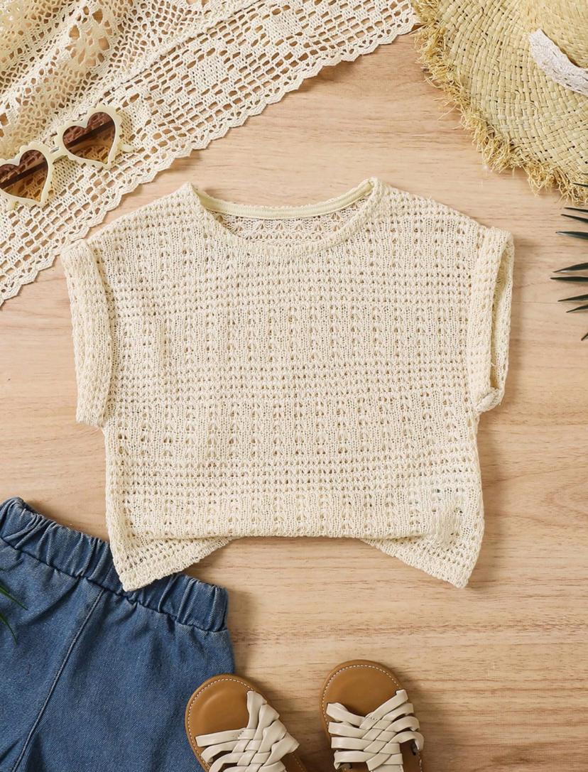 Young Girls Versatile Batwing Sleeve Crop Knitted Top | 4Y - 7Y