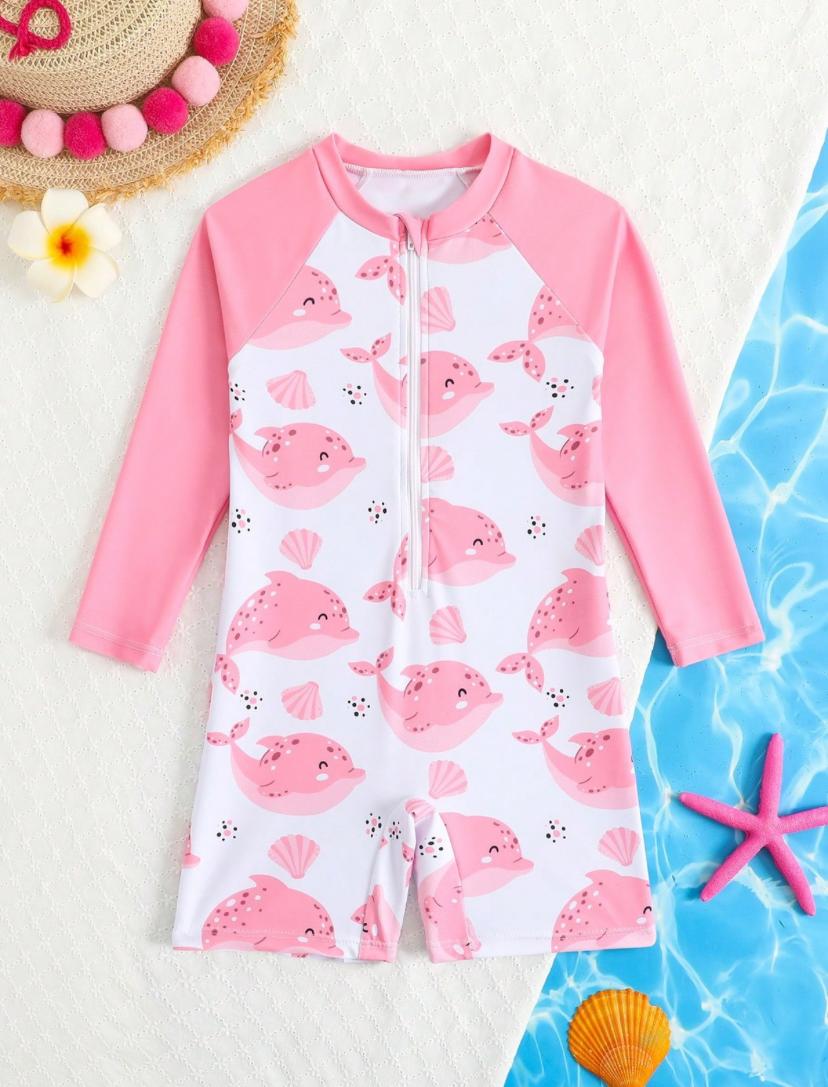Young Girls Cute Fish Printed Swimsuit | 4Y-7Y