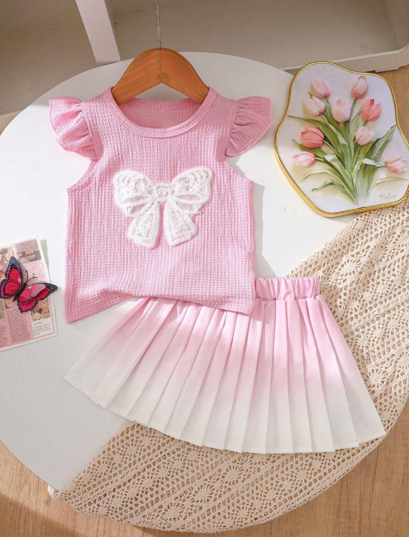 Baby Girls Bow Front Sleeveless Top & Skirt Set | 6M - 2Y