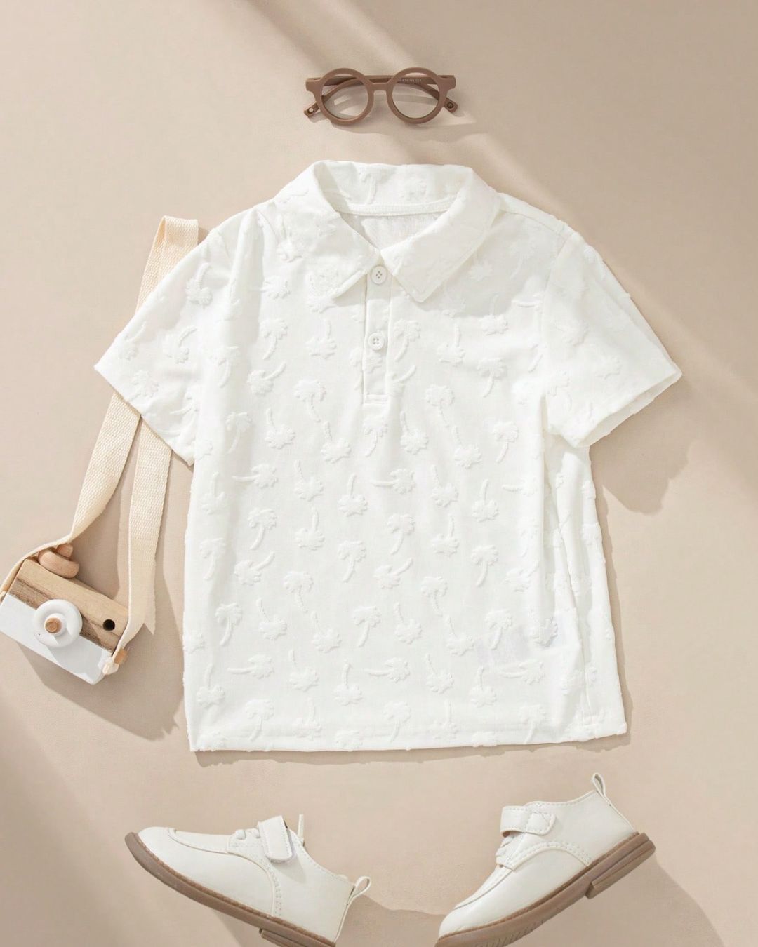 Bold & Retro - Unique Textured Fabric Short Sleeve Polo Shirt - 4Y - 7Y