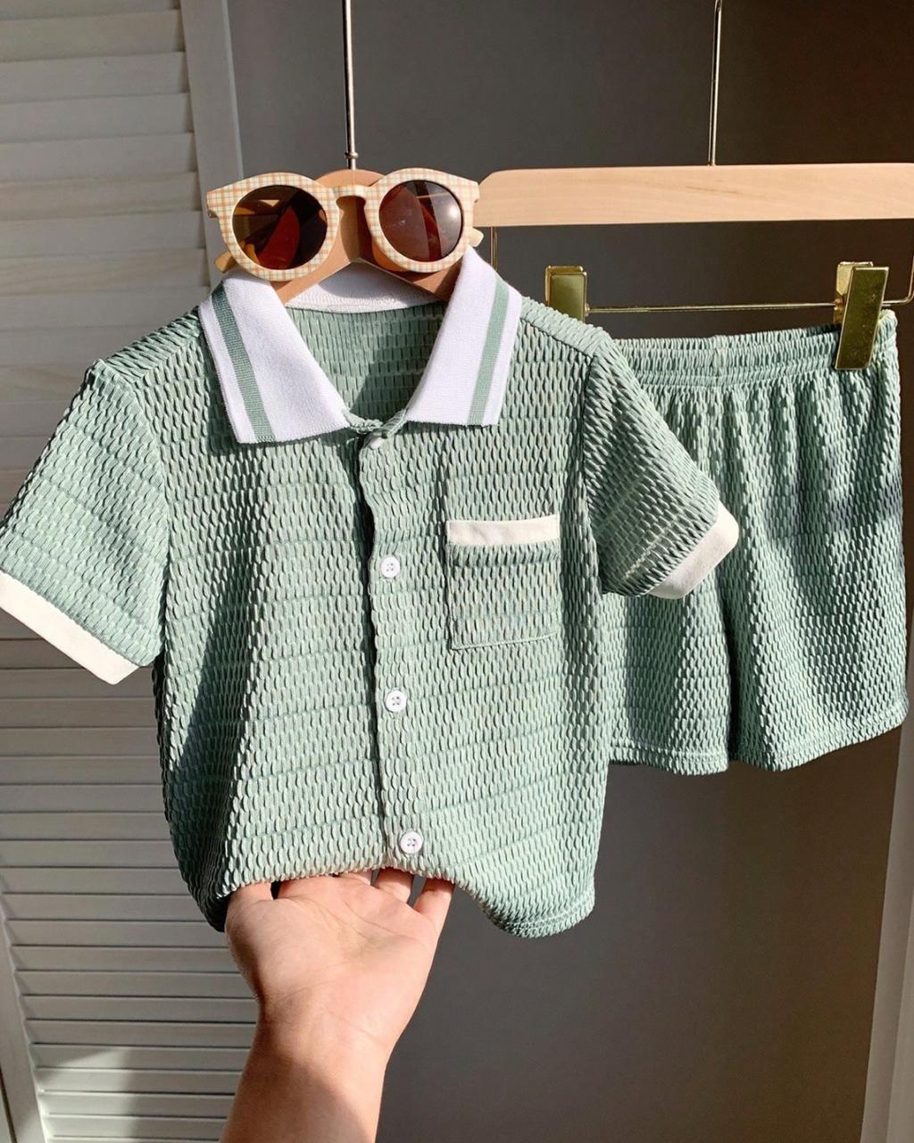 Casual Knitted Short Sleeve T- shirt & Shorts Set | 6M - 3Y