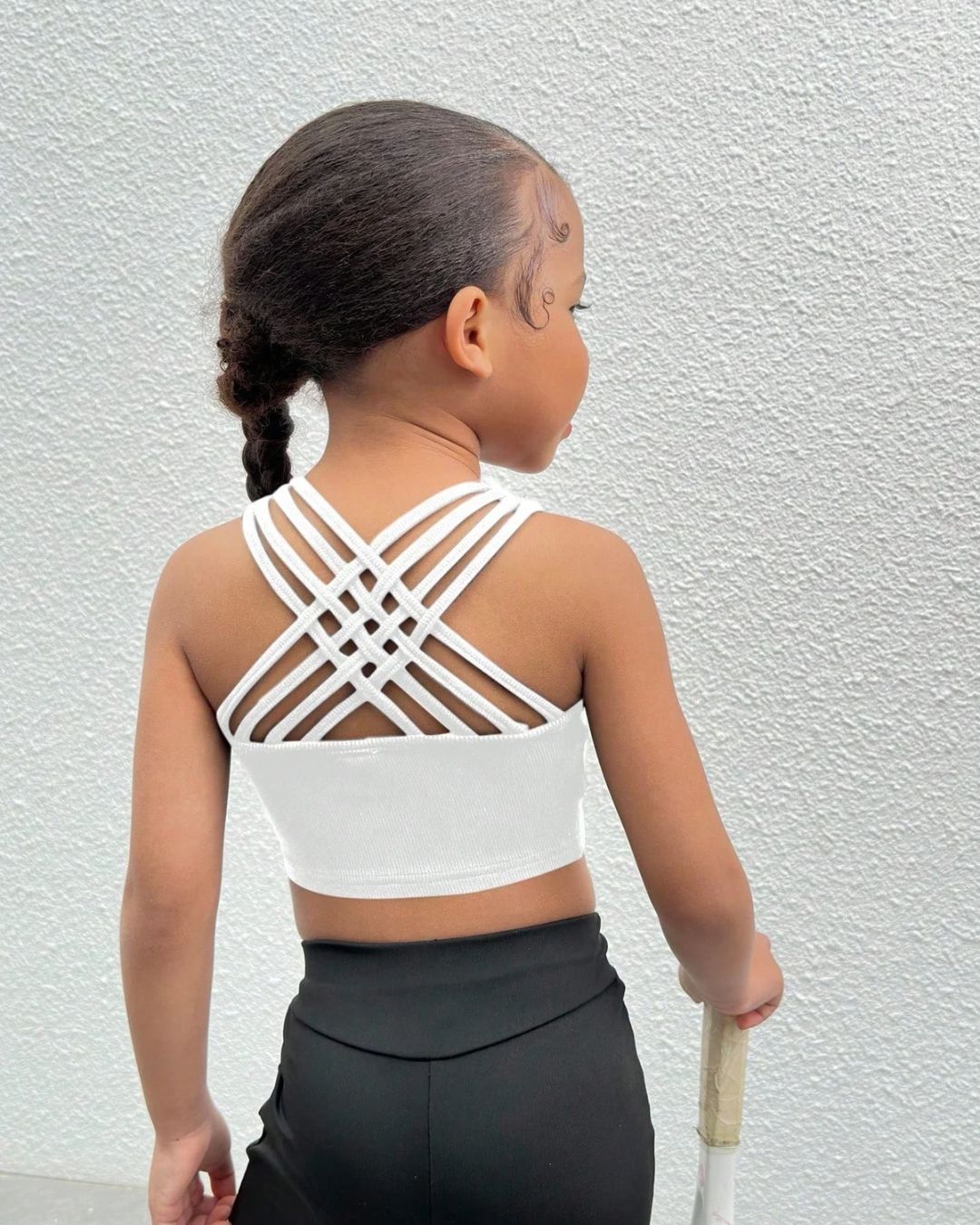 Young Girls Solid Color Cropped Knit Sleeveless Athletic Top | 4Y - 7Y