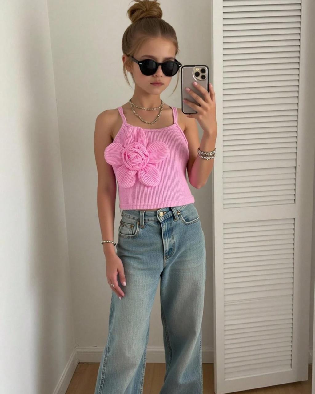 Young Girls Flower Cami Top | 4Y-7Y