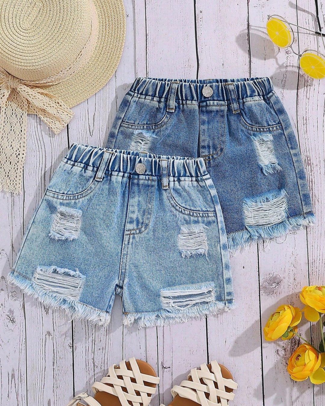 Baby Girls Casual Ripped Denim Shorts | 6M - 3Y