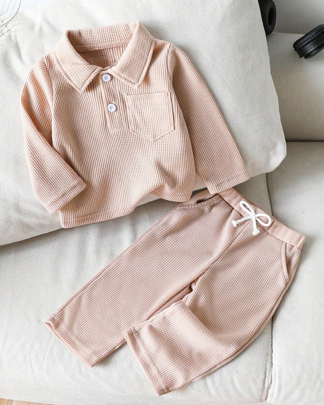 Baby Boys Long Sleeve Collared Knitted Top & Pants Set | 6M - 3Y