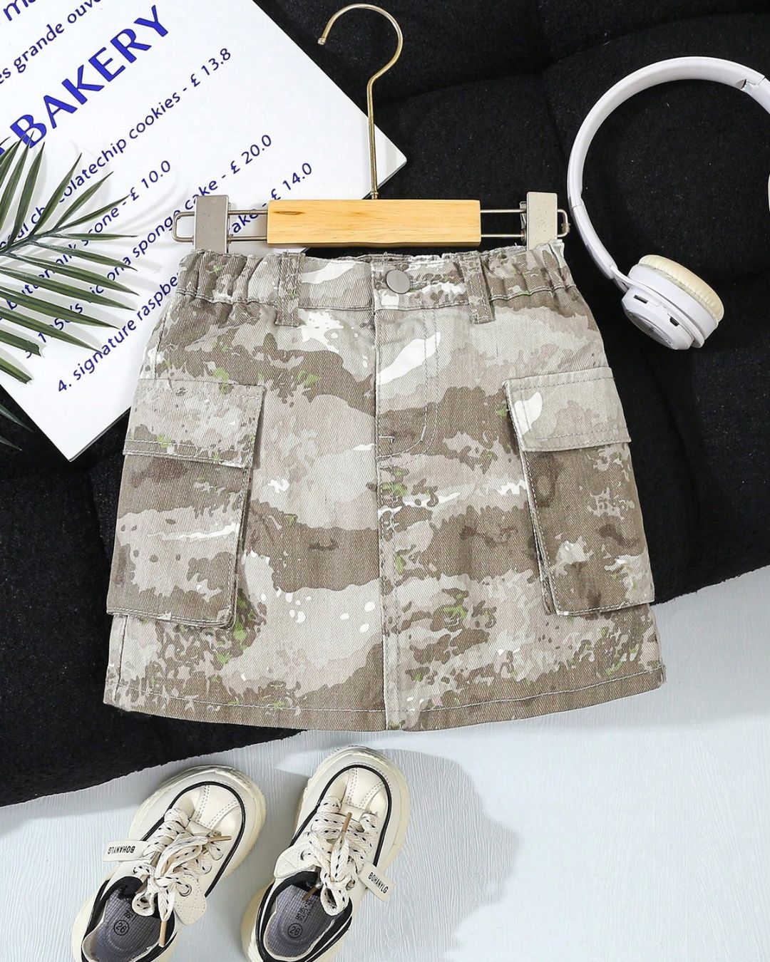 Young Girls Camouflage Green Mini Skirt | 4Y - 7Y