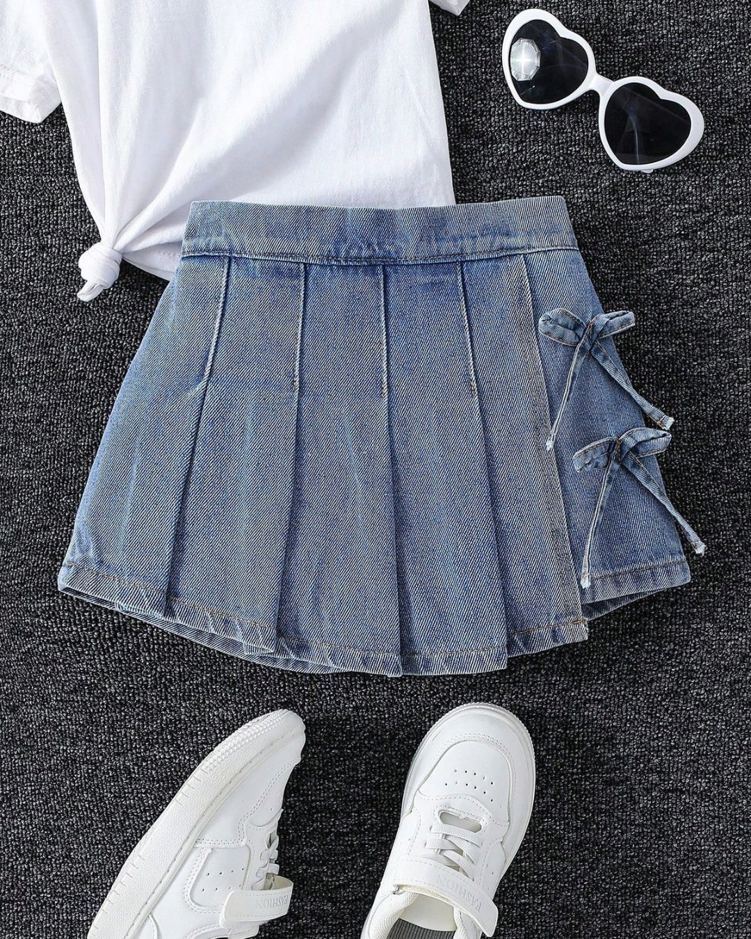 Young Girls Casual Pleated Skirt With Bows | 4Y - 7Y