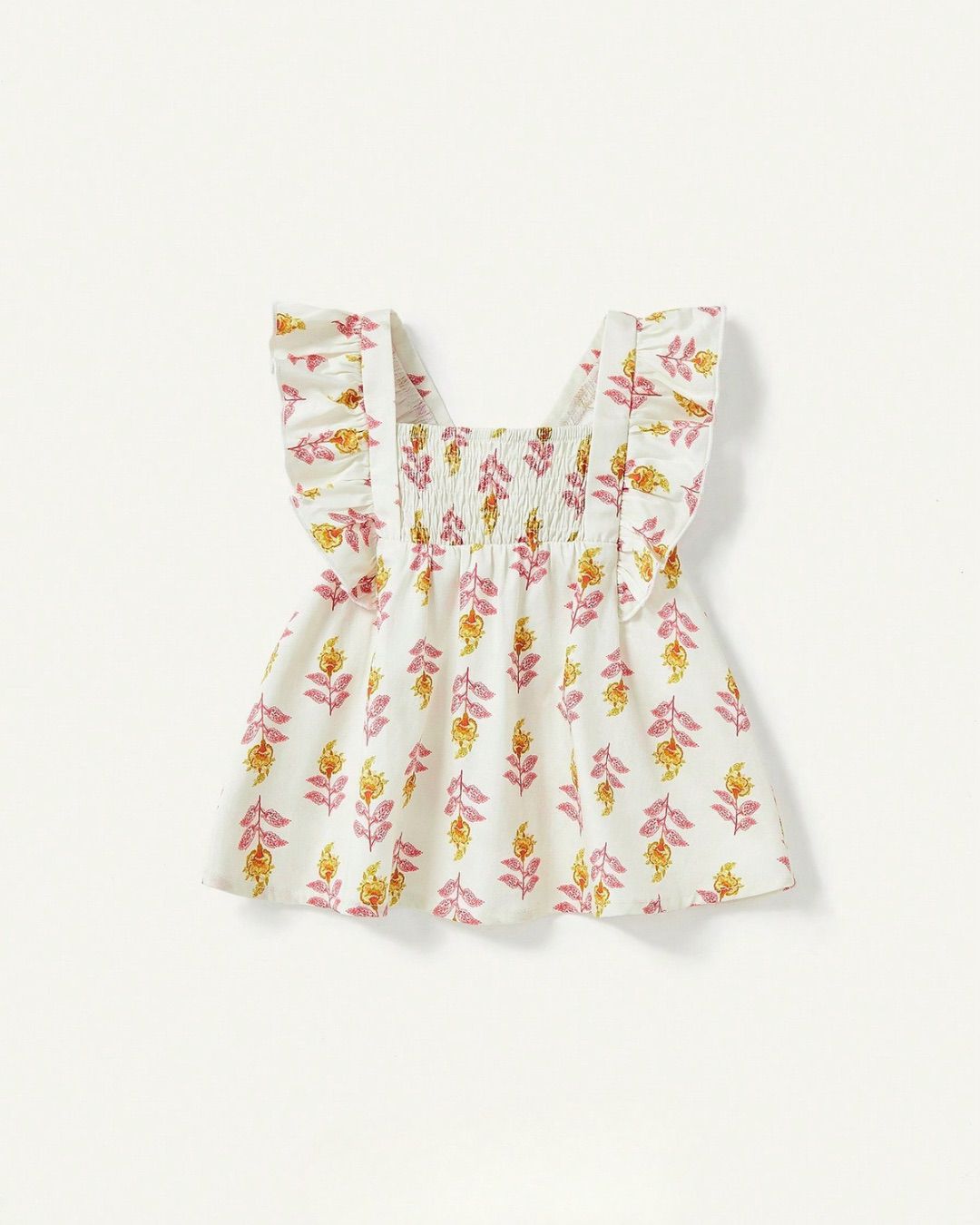 New Born Flutter Sleeve Smocked & Flare Dress | 0-1M