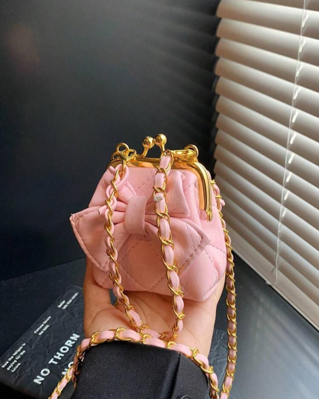 Mini Pink Quilted Crossbody Bag
