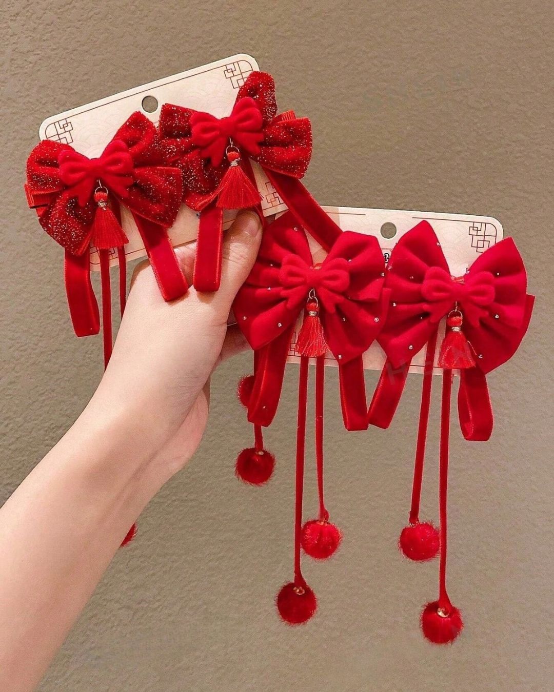 Cute Red Bow Hair Clips