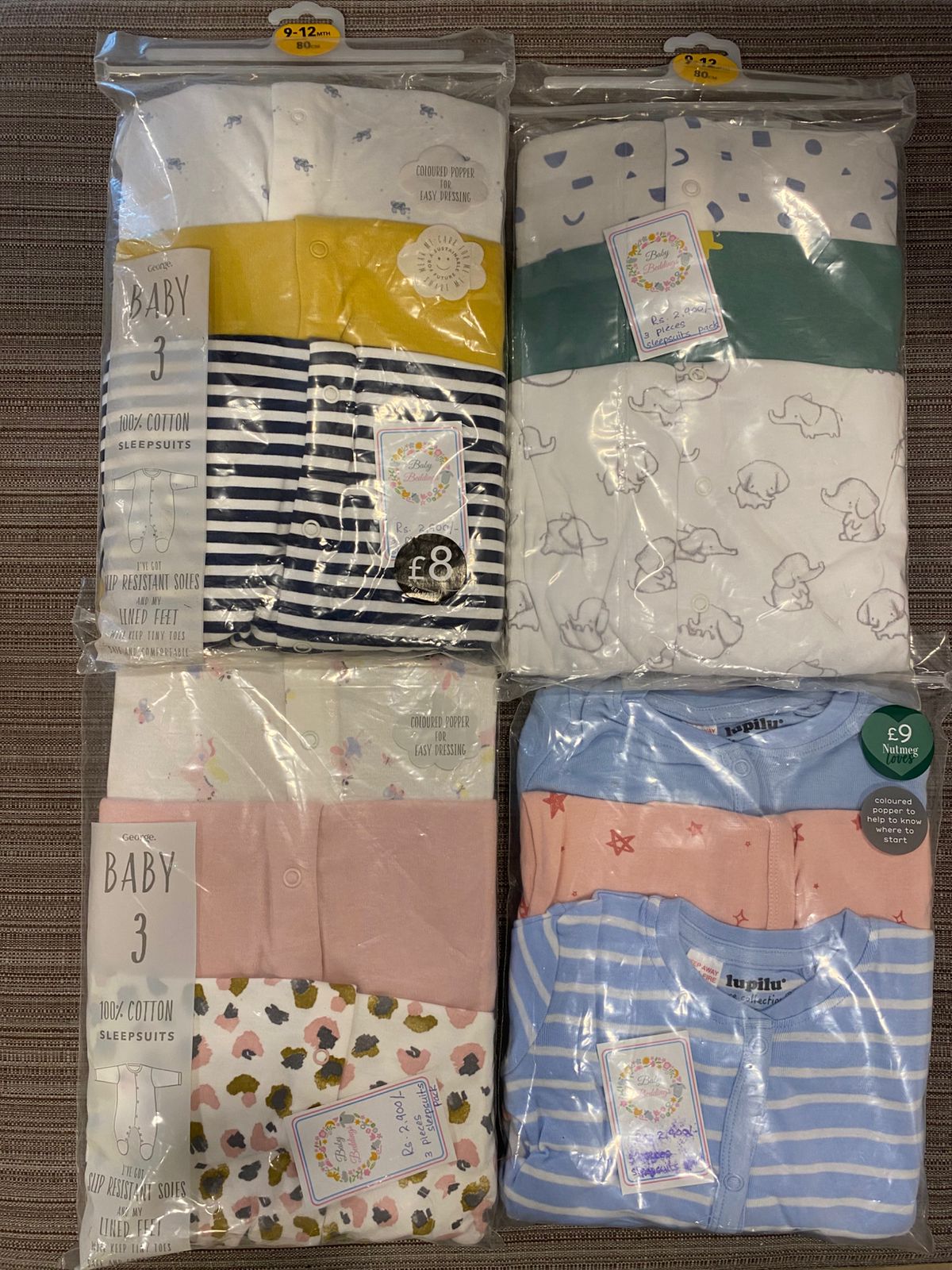 Baby Beddings 3Pcs Sleep Suits Set | 9-12M