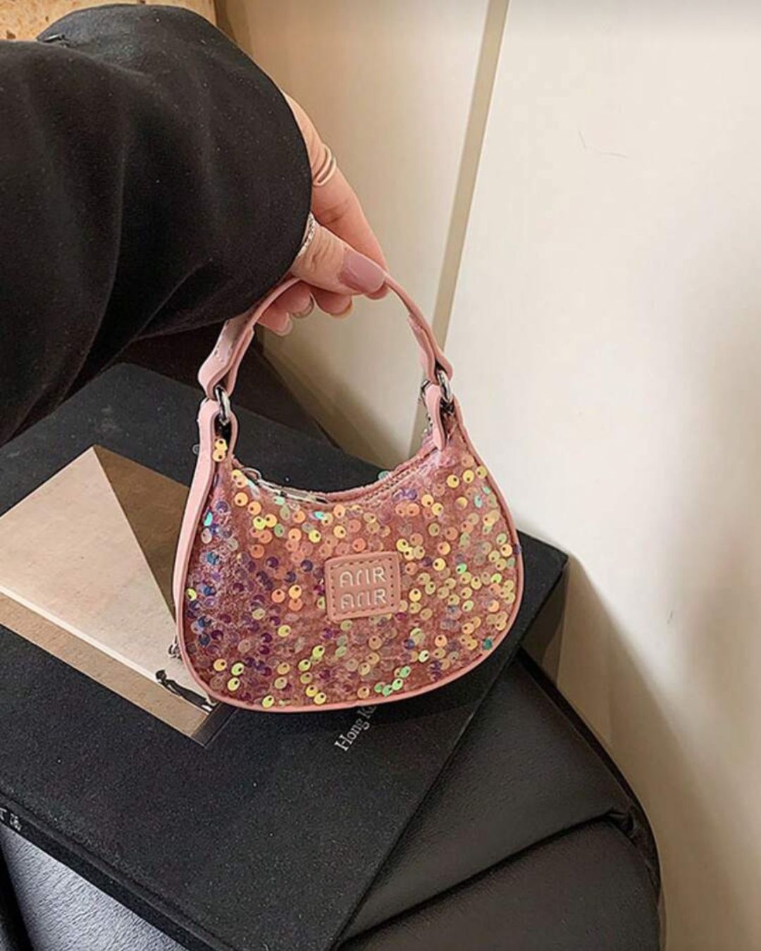 BB Sequin Mini Crescent Shoulder Bag