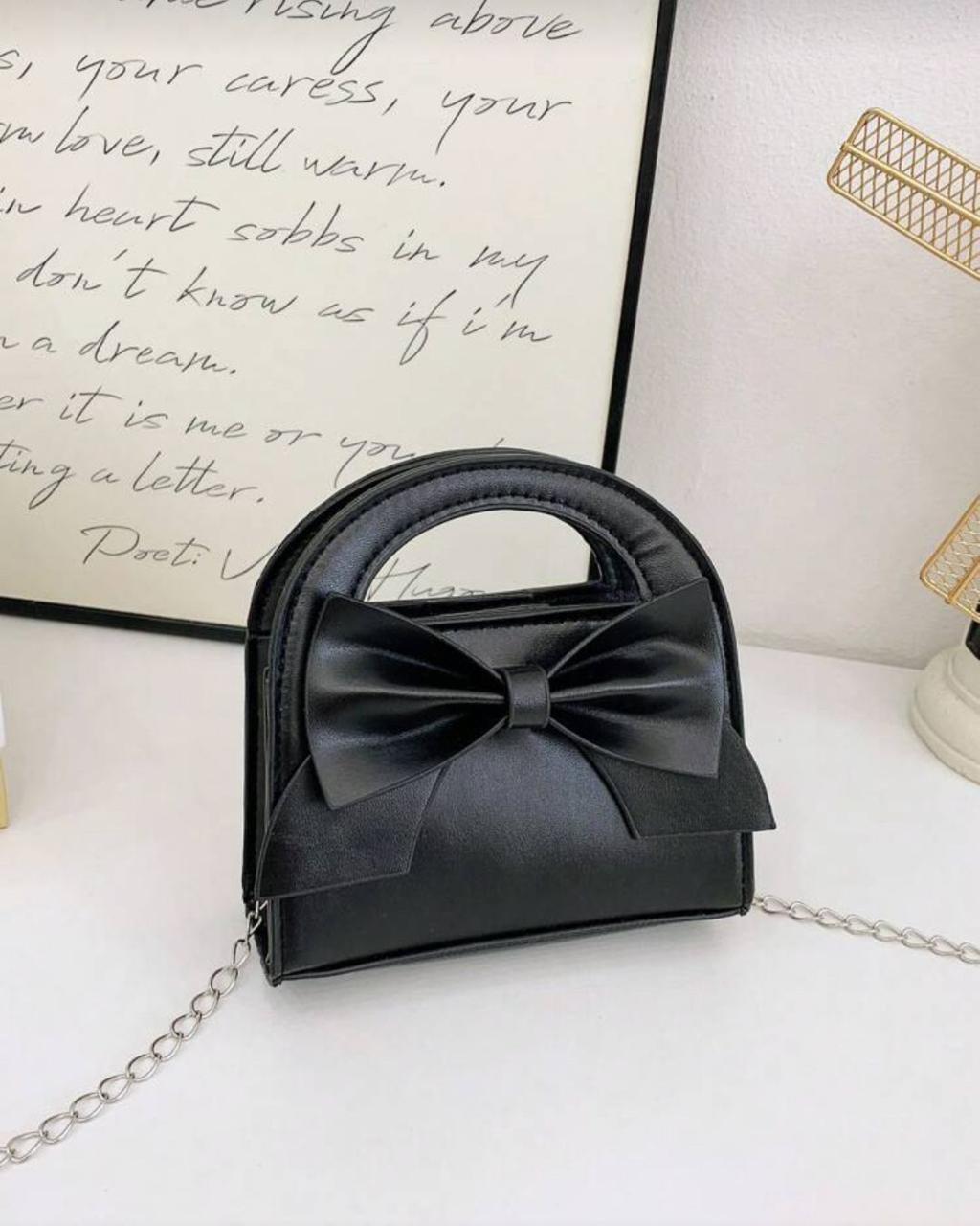 BB PU Leather Bow Design Chain Strap Handbag