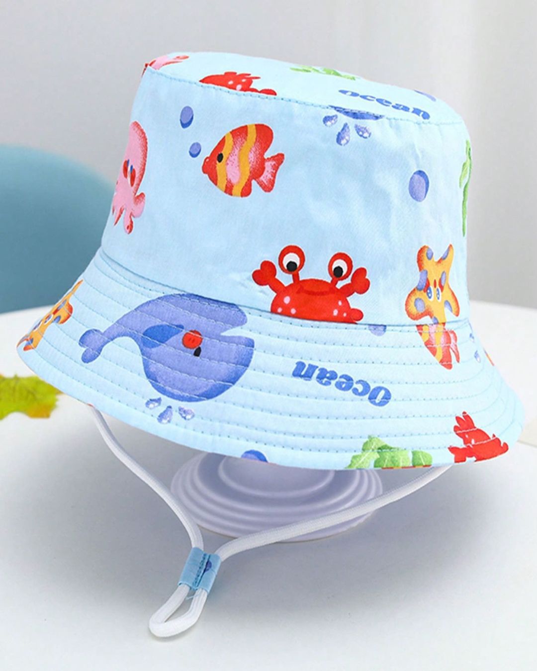 BB Cartoon Ocean Animal Pattern Light Blue Sun Hat