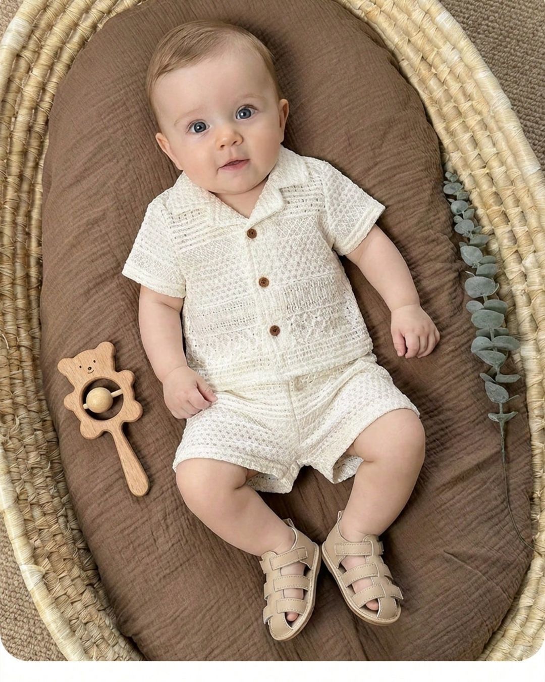 BB Newborn Resort Minimalist Apricot Short Sleeve Shirt & Shorts Set