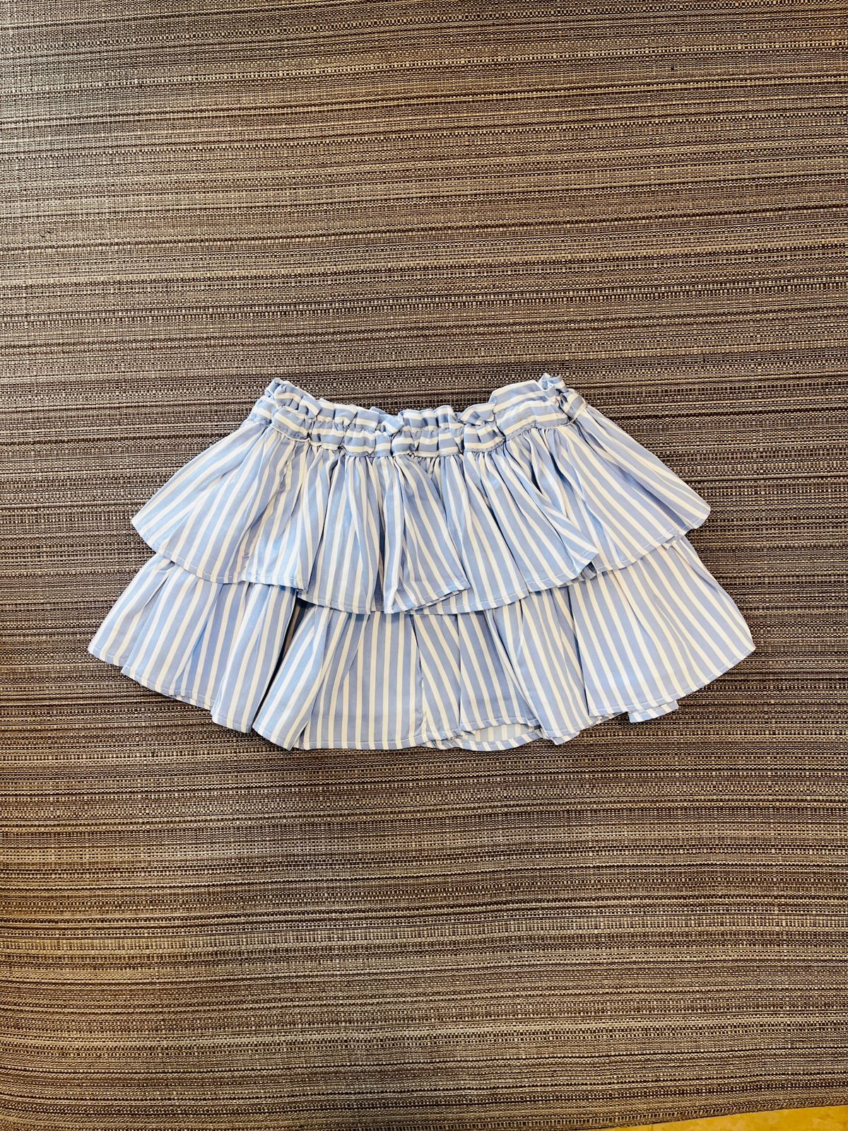 DKS Pleated Layered Striped Light Blue Mini Skirt