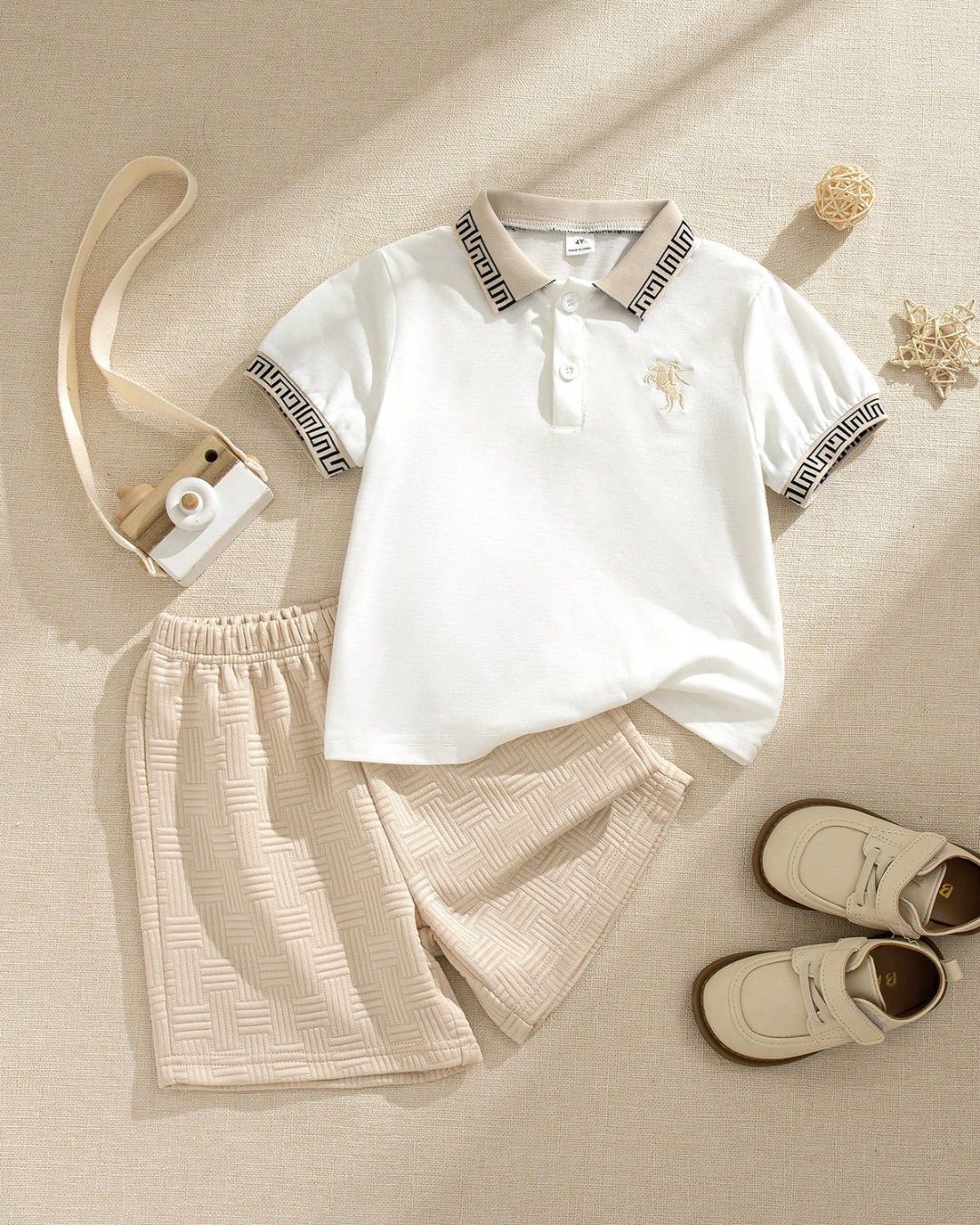 Young Boys Polo Collar Short Sleeve Shirt & Shorts Set | 4Y - 7Y