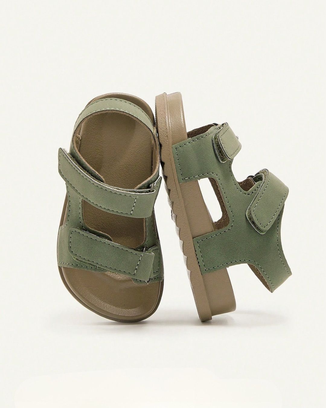 BB Summer Casual Hook-And-Loop Green Military Soft Bottom Flat Sandals