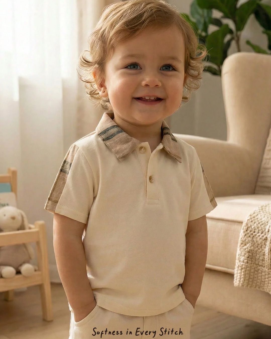 Baby Boys Check Collar Short Sleeve Shirt | 6M - 3Y
