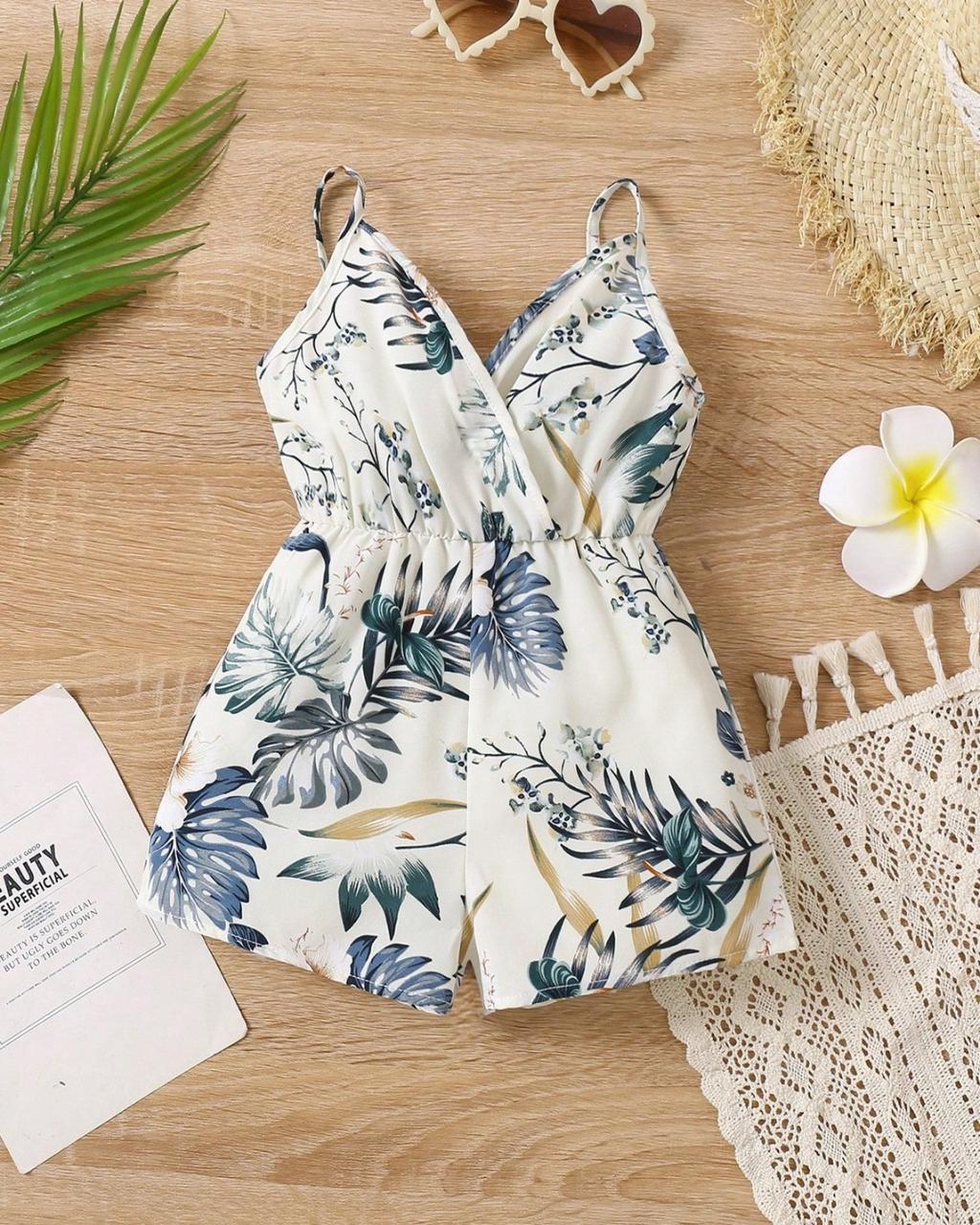 Baby Girls Tropical Print Casual Jumpsuit | 6M - 3Y