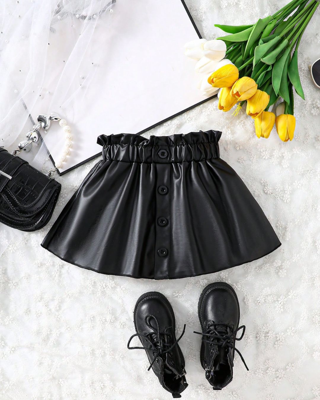 Baby Girls Faux Leather Paper Bag Waist Skirt | 6M - 3Y