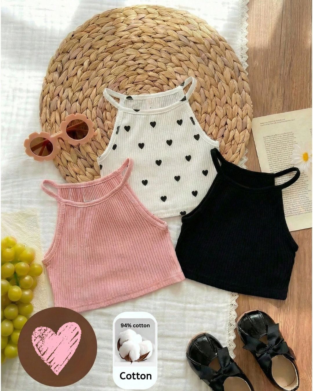 Baby Girls Ribbed Halter Tank Tops | 6M - 3Y