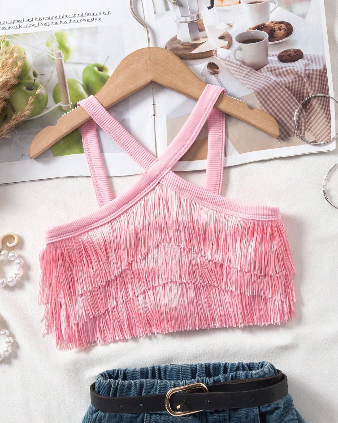 Young Girls Fringe Trim Crop Cami Top | 4Y - 7Y